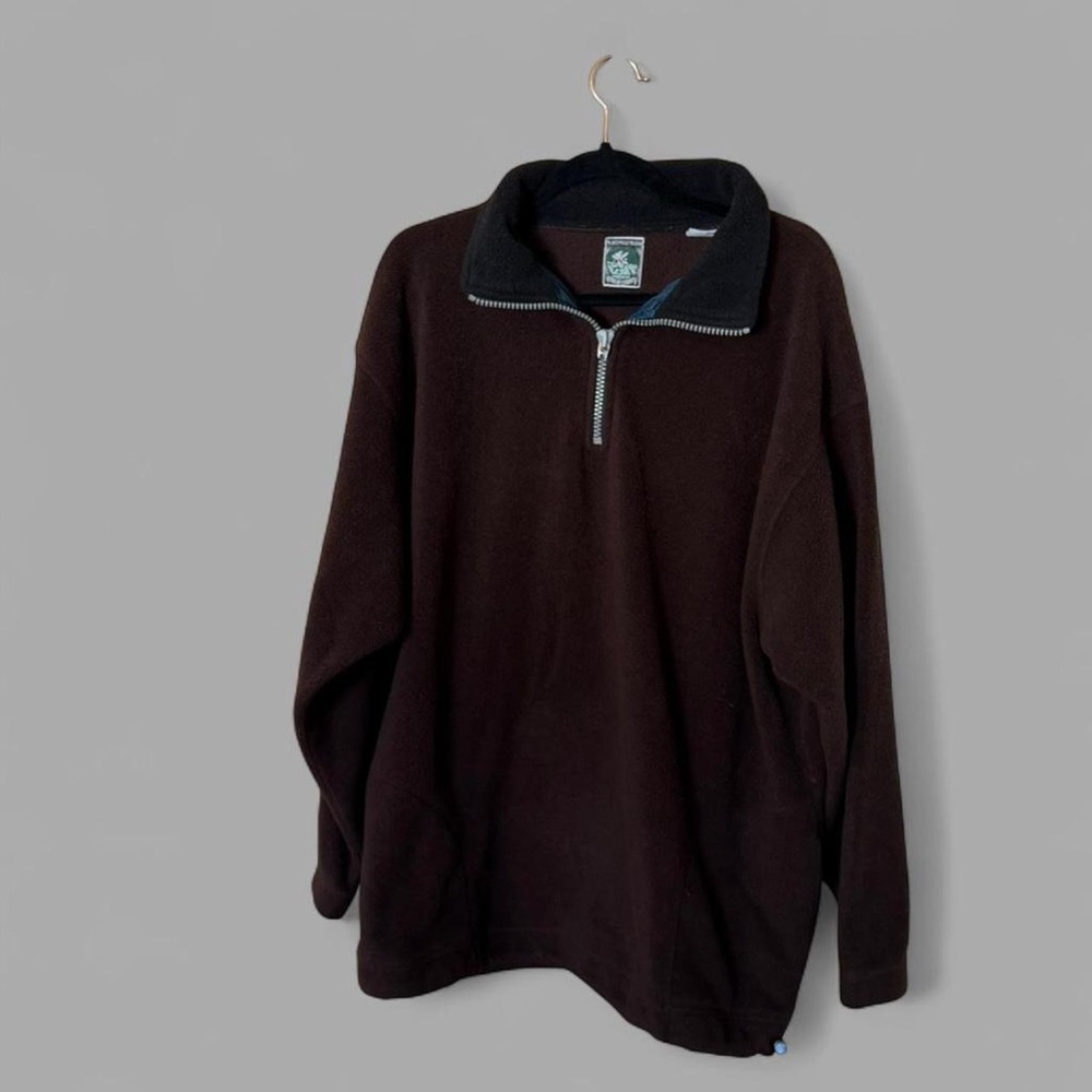 McIntosh & Seymour Men's Rugby Brown Half-Zip Fleece Large